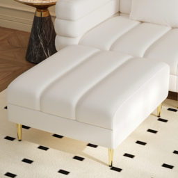 2311 mm Faux Leather Modular 4-Piece L-Shaped Couch with Chaise Modern White 3-Seater Sofa - thumbnail 6