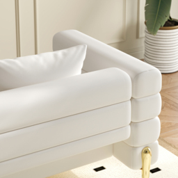 2311 mm Faux Leather Modular 4-Piece L-Shaped Couch with Chaise Modern White 3-Seater Sofa - thumbnail 9