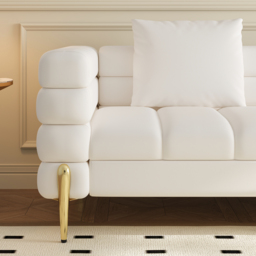 2311 mm Faux Leather Modular 4-Piece L-Shaped Couch with Chaise Modern White 3-Seater Sofa - thumbnail 7