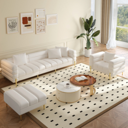2311 mm Faux Leather Modular 4-Piece L-Shaped Couch with Chaise Modern White 3-Seater Sofa - thumbnail 5