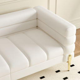 2311 mm Faux Leather Modular 4-Piece L-Shaped Couch with Chaise Modern White 3-Seater Sofa - thumbnail 8