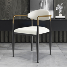 Otrast White PU Leather Velvet Upholstered Dining Chair Arm Chair 6-Pieces - thumbnail 2