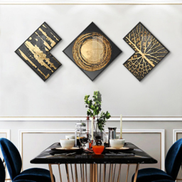 Modern Gold & Black Abstract Wall Art Set of 3 Luxury Textured Wall Decor - thumbnail 8
