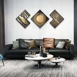Modern Gold & Black Abstract Wall Art Set of 3 Luxury Textured Wall Decor - thumbnail 5