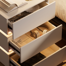 Smart 3-Drawer Bedside Table with Charging Station Bedside Table with Light in White - thumbnail 8