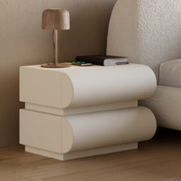 Bedroom Set 2 White Leather Smart Nightstands & Makeup Vanity Set PU Leather Dressing Table Set - thumbnail 4