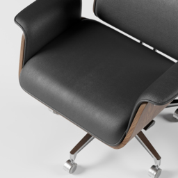 Adjustable Upholstered Swivel Office Desk Chair Faux Leather Comfy Office Chair in Black - thumbnail 6