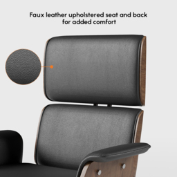 Adjustable Upholstered Swivel Office Desk Chair Faux Leather Comfy Office Chair in Black - thumbnail 5