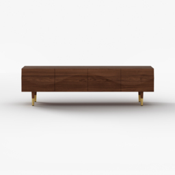 Lake Mid Century TV Stand with Wavy Design Walnut Storage Drawers for TVs Up to 190 cm - thumbnail 8