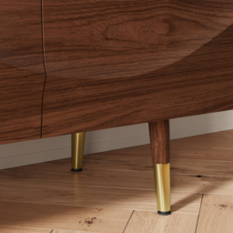 Lake Mid Century TV Stand with Wavy Design Walnut Storage Drawers for TVs Up to 190 cm - thumbnail 6
