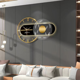 Modern Black & Gold LED Geometric Metal Digital Wall Clock Oversized Wall Decor For Living Room - thumbnail 3