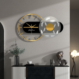 Modern Black & Gold LED Geometric Metal Digital Wall Clock Oversized Wall Decor For Living Room - thumbnail 6