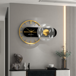 Modern Black & Gold LED Geometric Metal Digital Wall Clock Oversized Wall Decor For Living Room - thumbnail 4