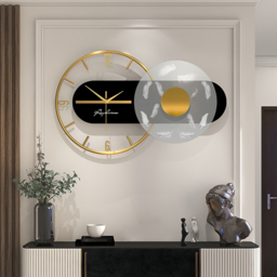 Modern Black & Gold LED Geometric Metal Digital Wall Clock Oversized Wall Decor For Living Room - thumbnail 5