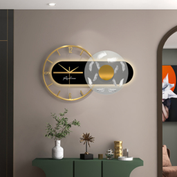 Modern Black & Gold LED Geometric Metal Digital Wall Clock Oversized Wall Decor For Living Room - thumbnail 2