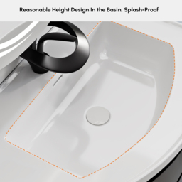 "35"" Floating Single Curved Bathroom Vanity with Sink & Storage, Set of 2" - thumbnail 7