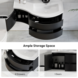 "35"" Floating Single Curved Bathroom Vanity with Sink & Storage, Set of 2" - thumbnail 8