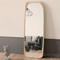 Rectangle Full Length Floor Mirror Wood Frame 175 cm Leaning Mirror Natural - thumbnail 3