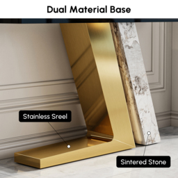 "Silexa 60"" Modern Console Table with White Sintered Stone Top" - thumbnail 7