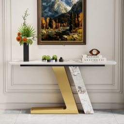 "Silexa 60"" Modern Console Table with White Sintered Stone Top" - thumbnail 3