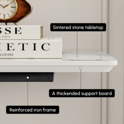 "Silexa 60"" Modern Console Table with White Sintered Stone Top" - thumbnail 6