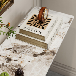 "Silexa 60"" Modern Console Table with White Sintered Stone Top" - thumbnail 8