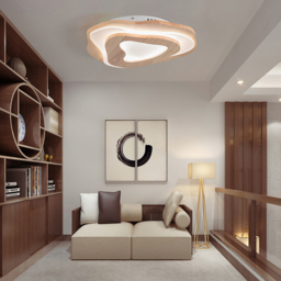 Nordic Oak Wood Flush Mount LED Irregular Shape Ceiling Light - thumbnail 3