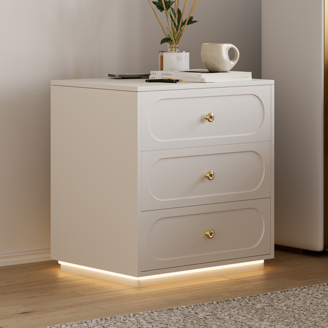 Modern Smart Bedside Table with Light 2 Drawer Bedside Table with Charging Station - image 1