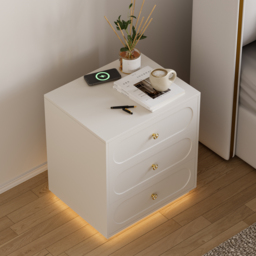 Modern Smart Bedside Table with Light 2 Drawer Bedside Table with Charging Station - thumbnail 3