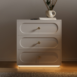Modern Smart Bedside Table with Light 2 Drawer Bedside Table with Charging Station - thumbnail 5
