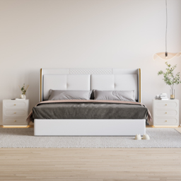 Modern Smart Bedside Table with Light 2 Drawer Bedside Table with Charging Station - thumbnail 7