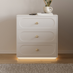 Modern Smart Bedside Table with Light 2 Drawer Bedside Table with Charging Station - thumbnail 2