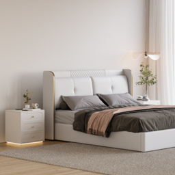 Modern Smart Bedside Table with Light 2 Drawer Bedside Table with Charging Station - thumbnail 6