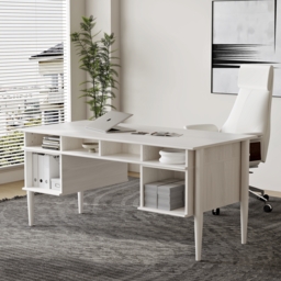 Modern Solid Wood Home Office Desk with 6 Drawers Whitewash Executive Writing Desk (1625mm) - thumbnail 4