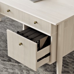 Modern Solid Wood Home Office Desk with 6 Drawers Whitewash Executive Writing Desk (1625mm) - thumbnail 6