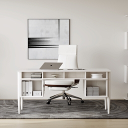 Modern Solid Wood Home Office Desk with 6 Drawers Whitewash Executive Writing Desk (1625mm) - thumbnail 5