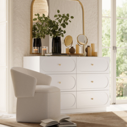 120 cm Modern Natural 6-Drawer Dresser with Charging Station - thumbnail 5