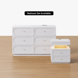 120 cm Modern Natural 6-Drawer Dresser with Charging Station - thumbnail 4