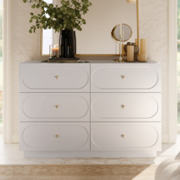120 cm Modern Natural 6-Drawer Dresser with Charging Station - thumbnail 1