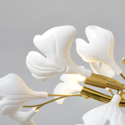 Martly 6-Light Art Deco Ginkgo Leaves Chandelier White & Gold Metal Ceiling Light - thumbnail 5