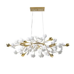 Martly 6-Light Art Deco Ginkgo Leaves Chandelier White & Gold Metal Ceiling Light - thumbnail 6