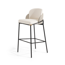 Linenic Modern PU Leather Breakfast Bar Stool with Back Counter Height Stool with Footrest in Beige & Orange - thumbnail 9