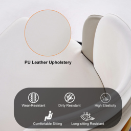 Linenic Modern PU Leather Breakfast Bar Stool with Back Counter Height Stool with Footrest in Beige & Orange - thumbnail 4