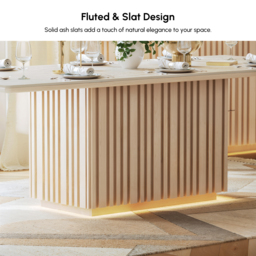 214cm Faux Travertine Rectangular Dining Table with Sintered Stone Top, Seats 8 - thumbnail 8