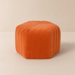 Velvet Wide Hexagonal Pouf Ottoman - thumbnail 9