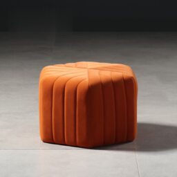 Velvet Wide Hexagonal Pouf Ottoman - thumbnail 1