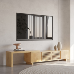 "Japandi Natural Retracted & Extendable TV Stand with 4 Shelves Up to 85""" - thumbnail 1