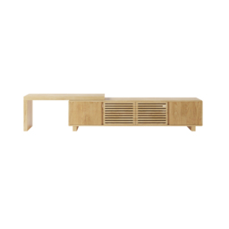 "Japandi Natural Retracted & Extendable TV Stand with 4 Shelves Up to 85""" - thumbnail 8