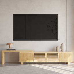 "Japandi Natural Retracted & Extendable TV Stand with 4 Shelves Up to 85""" - thumbnail 2