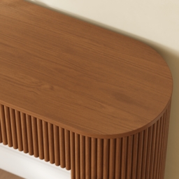 Oval Walnut Console Table with Waved Wood Top - thumbnail 8